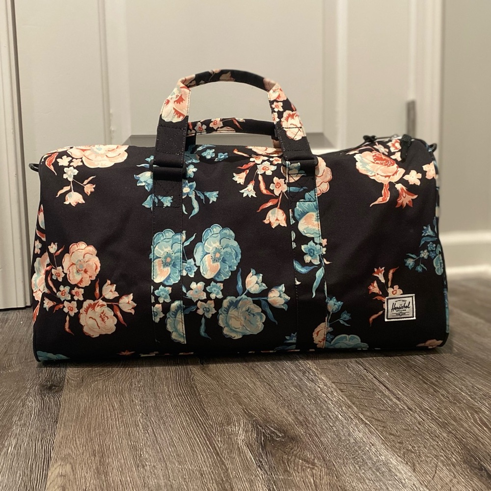 Black Floral Herschel Duffel